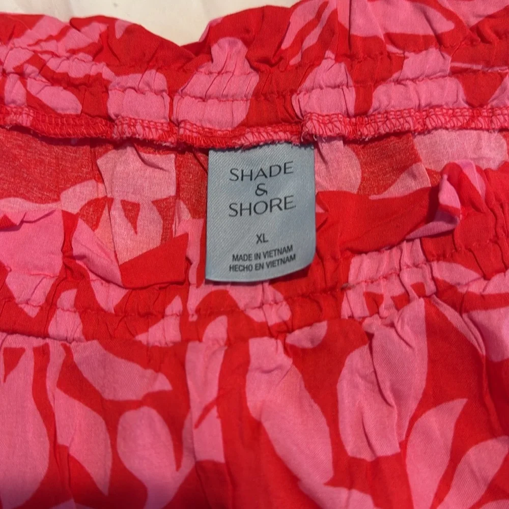 Shade and Shore Tropical Print Ruffle Waist‎ Cover up Pants XL